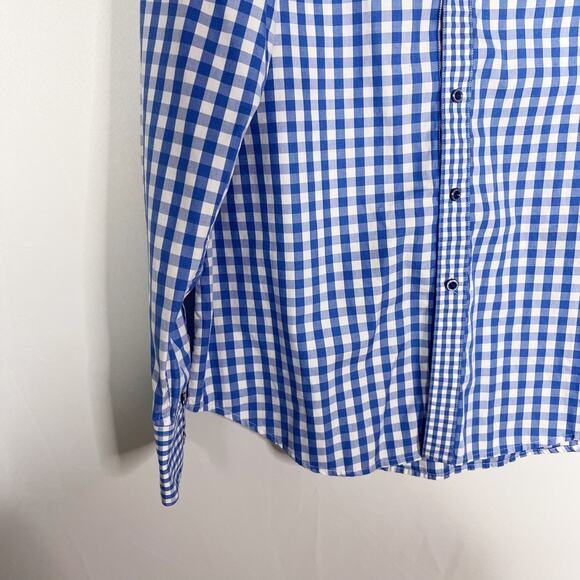 Robert Graham Men XL Blue White Check Plaid Button Down Shirt Classic Fit Cotton - Picture 6 of 8